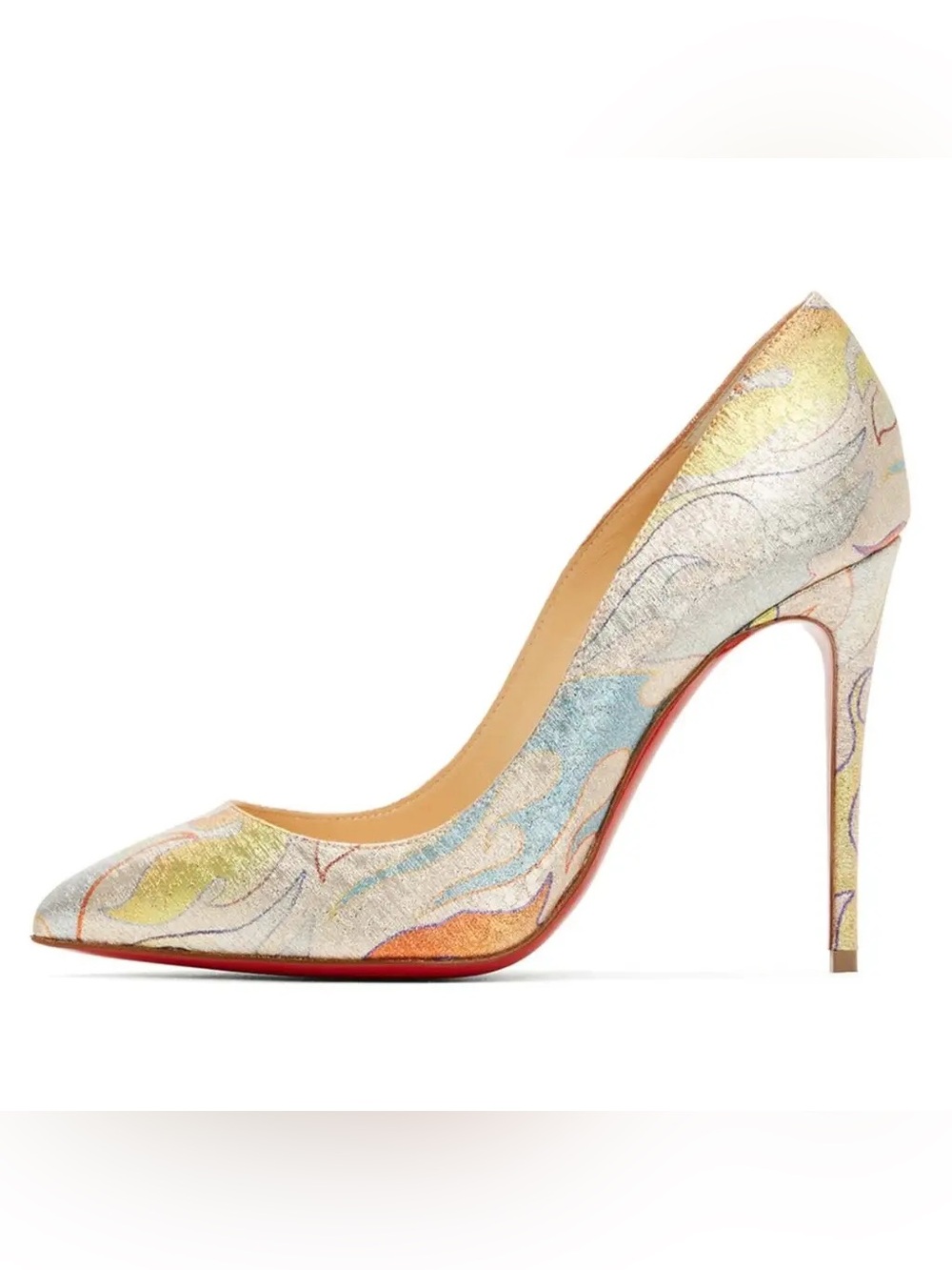 Christian Louboutin Pigalle Follies 100 Lurex Flame Orange Red Blue Pump Heel